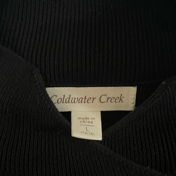 Coldwater Creek Black Cotton Knit Sleeveless Top Large - Picture 3 of 3